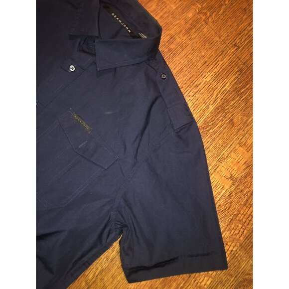 Sean John Men's Navy Short Sleeve Button-Up Shirt Size Medium - Picture 8 of 16